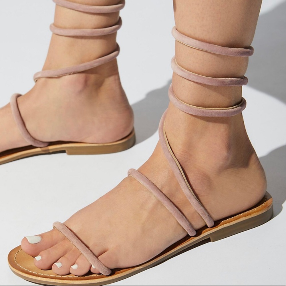 Free People Havana suede wraparound gladiators